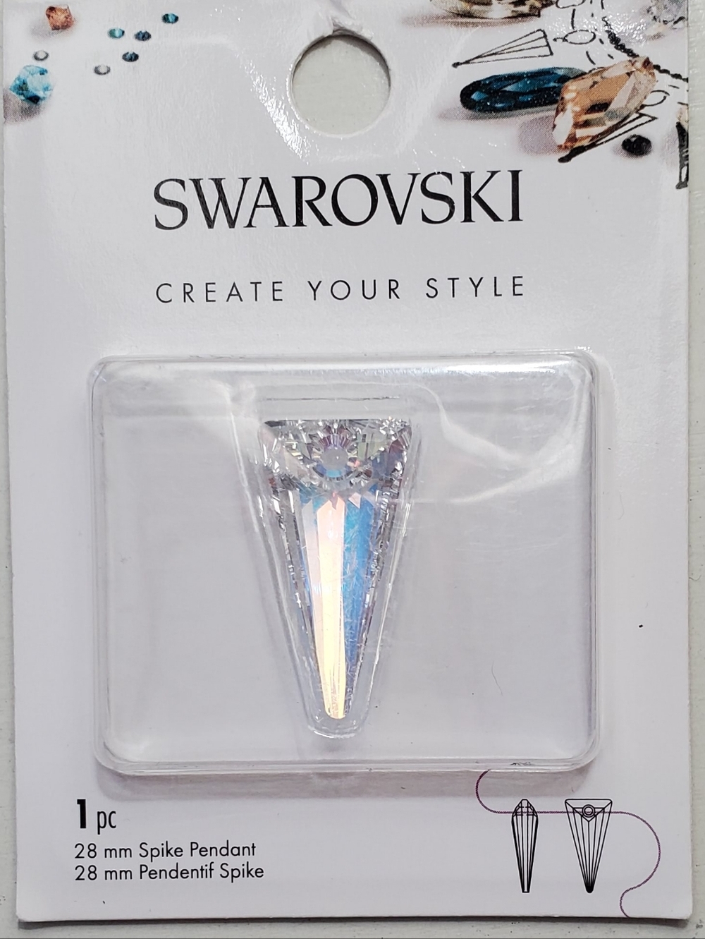 Swarovski DIY Iridescent 28 mm AB Spike Pendant